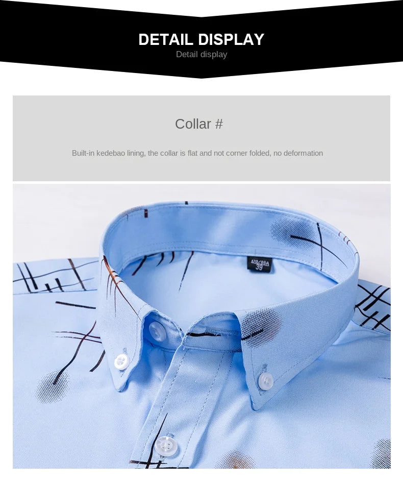 Men's Slim Fit Dress Shirt Non Iron Anti Wrinkle Plaid Business Casual Long Sleeve