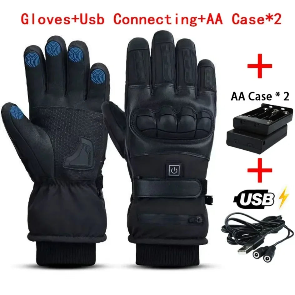 Rechargeable Heated Motorcycle Gloves Men Warm Tactical Cycling Gloves
