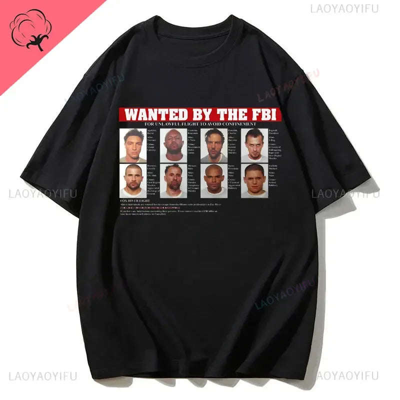 Men Vintage T Shirts Tv Series Prison Break Aesthetic Clothing Michael Scofield Y2k Shirt Streetwear Printed T-shirt Top Cotton