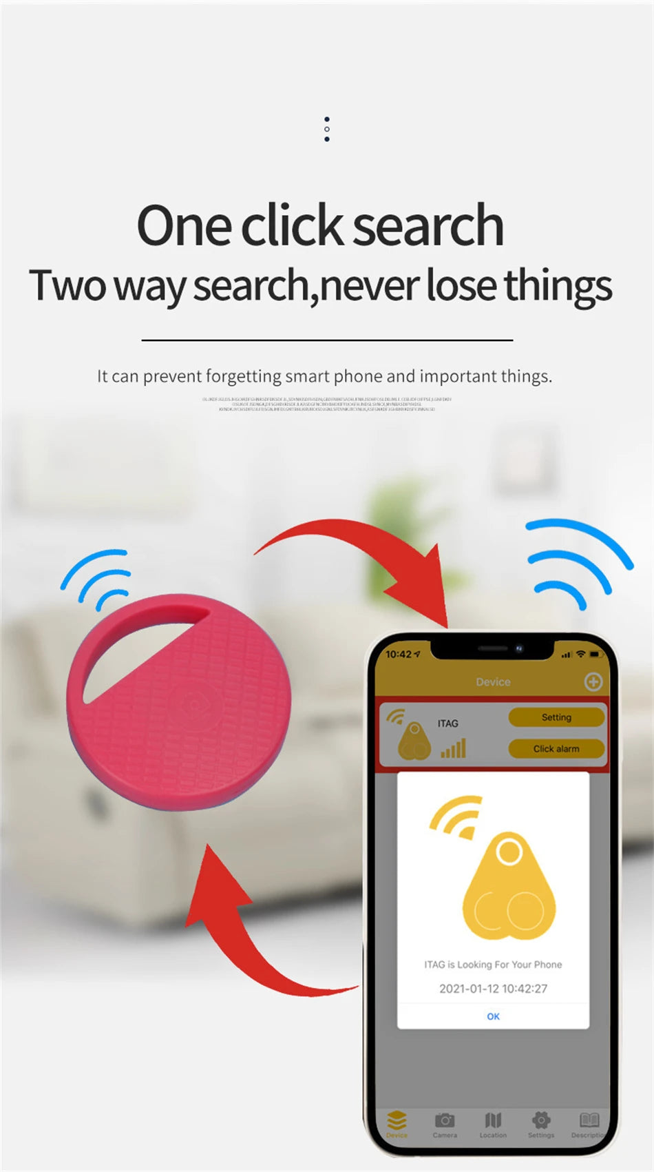 GPS Locator Anti Lost Device Intelligent Alarm for Children Pets Keys Two Way Searching and Super Long Standby Gifts