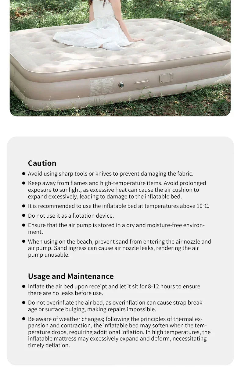 New Air Mattress Built-in Pump Self-inflating Mat Cushion Outdoor Tent Inflatable Bed Double sleeping Pad For Camping or Indoor - trendingshoping.com