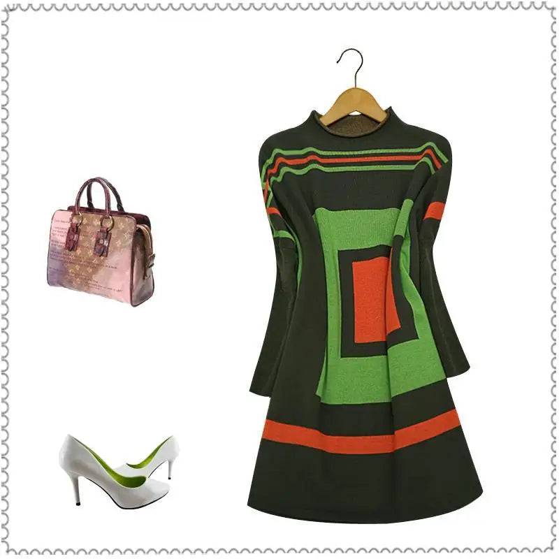 Western Style Sweater Dress Lazy Style Loose Fitting Women's Clothing Fashionable Knitted Mid Skirt for Women