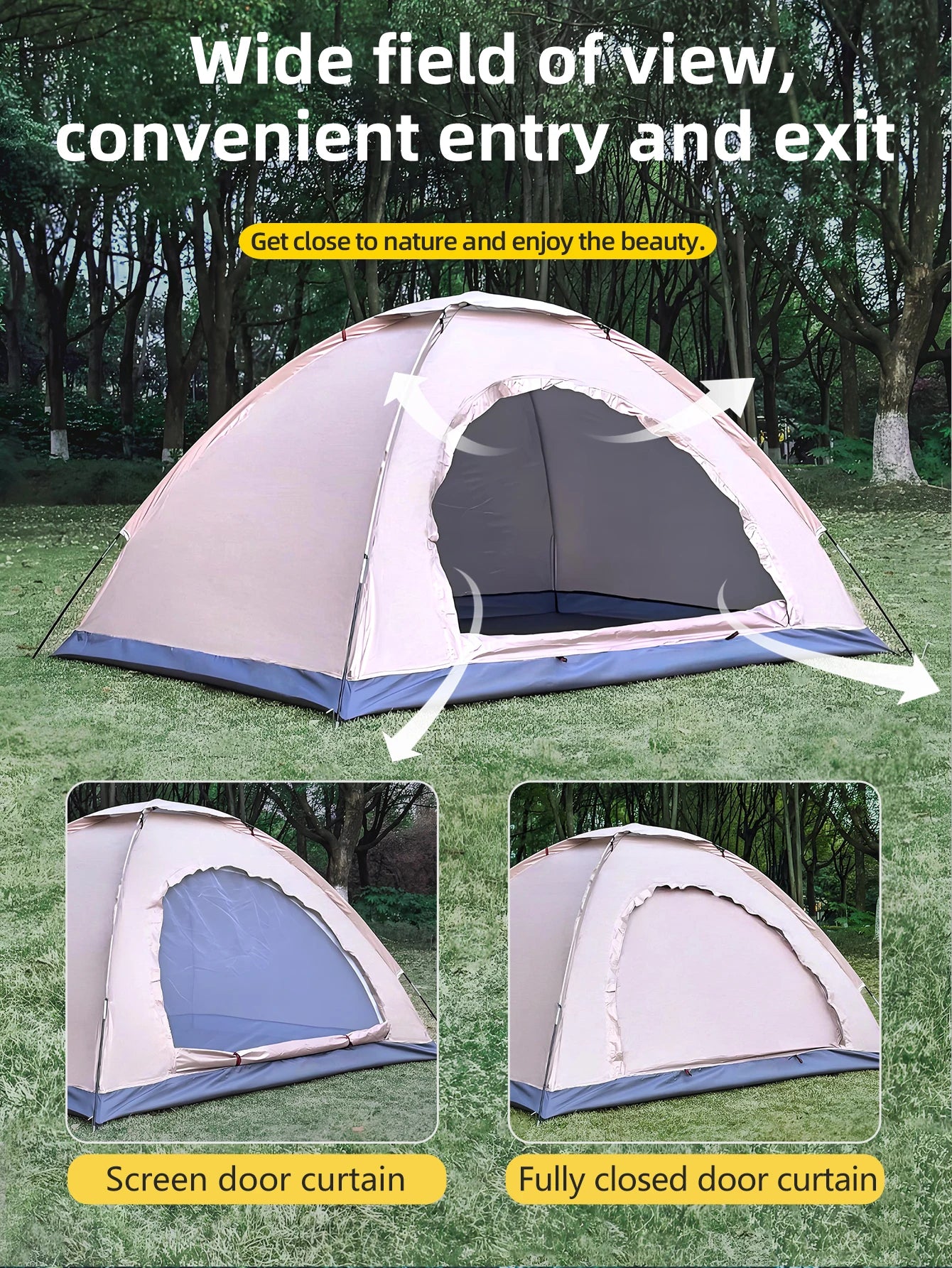 Outdoor Camping Tent Portable Hand Built Windproof Rain Sun Protection Hiking Tent For Couples And Children Double Bed Use