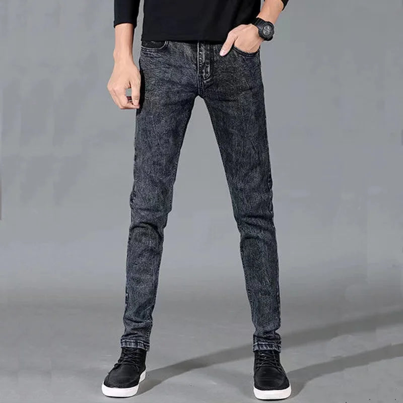 Men's Slim Fit Stretch Skinny Jeans - High Quality Black & White Denim Pants