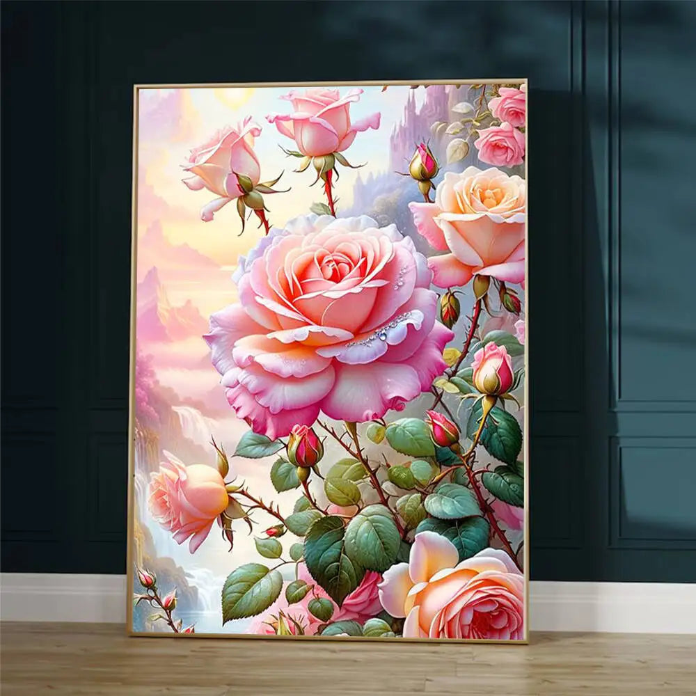 Huacan 2025 New Series Diamond Painting Flower Full Square Round Diamond Mosaic Rose Handmade Gift Giving