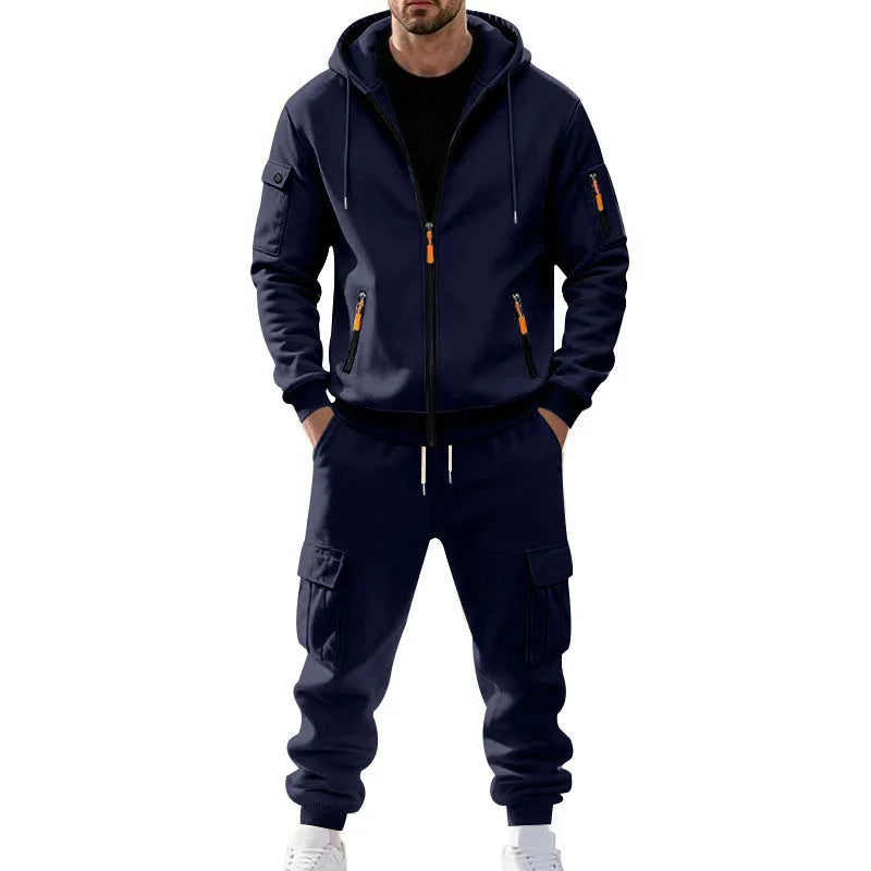 Men’s Winter Heavy Fleece Zip-Up Hoodie – Warm Casual Sportswear