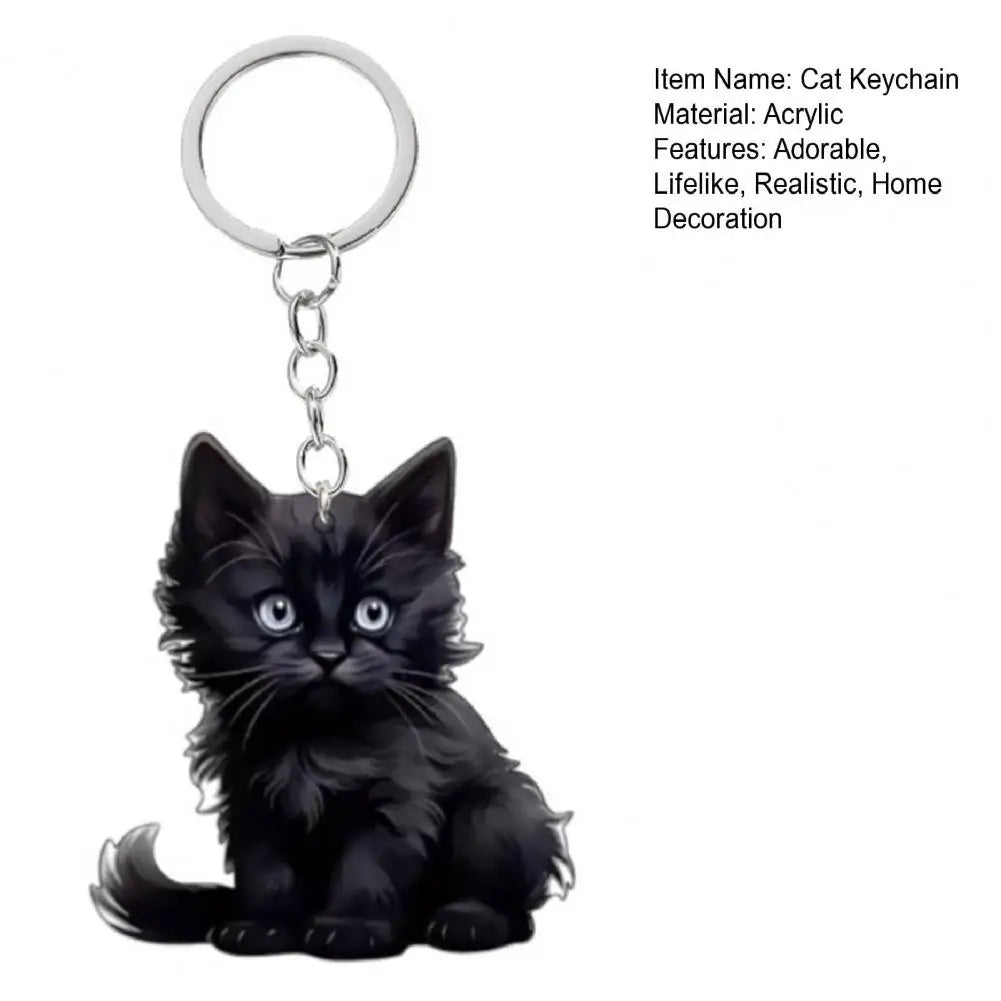 Cat Accessory for Car Keychain Double Acrylic Pet Hanging Decoration Mirror Wind