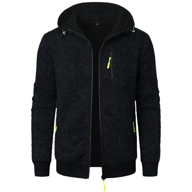 Men Long Sleeve Hooded Zipper Sweatshirt Oversized Winter Coat