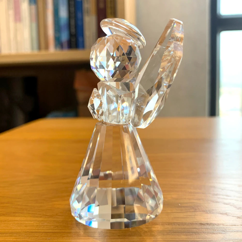 Clear Crystal Angel Figurines Glass Angel  Home Decor Christmas Birthday Gifts