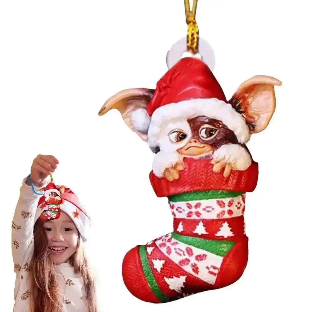 Xmas Gremlins Santa Hat Socks Dog Honeycomb Ball Christmas Tree Pendant Christmas Party Decorations Children Christmas Gift - trendingshoping.com