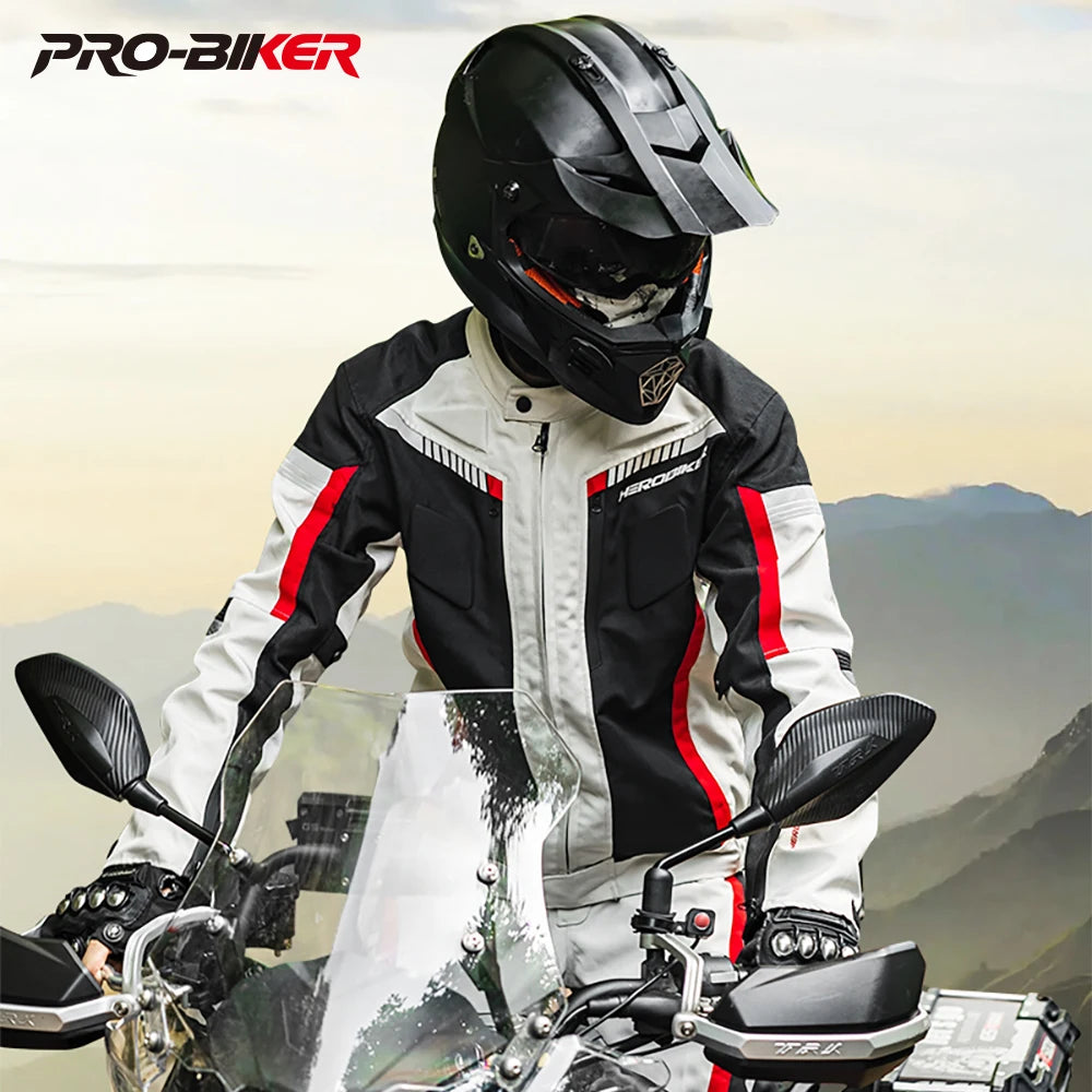 HEROBIKER Waterproof Motorcycle Jacket for Men Racing Jacket with Wearable Motorcycle Pants Moto Clothing and EVA Protection