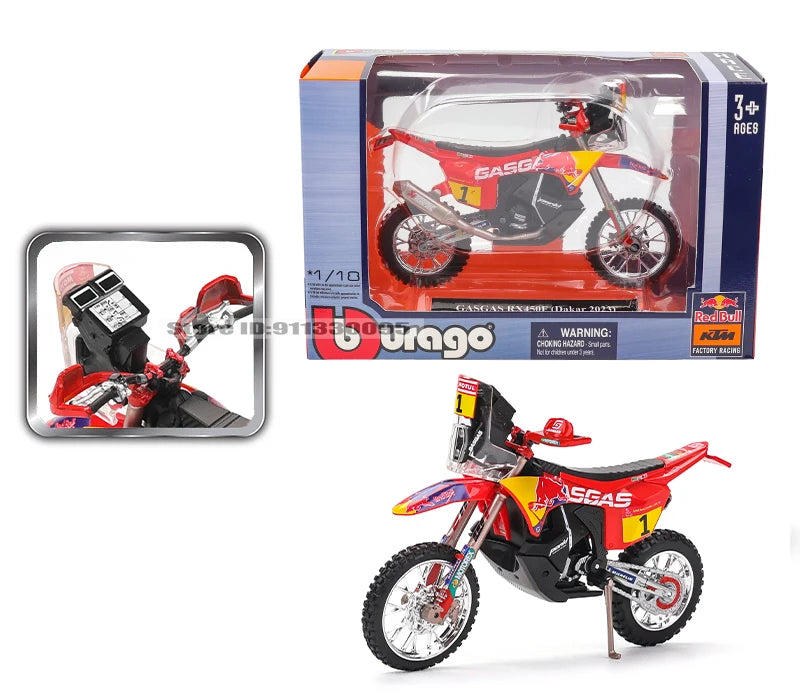 Bburago 1 18 Scale Red Bull KTM 450 Rally 2018 Alloy Die Cast Motorcycle Model Licensed Collectible