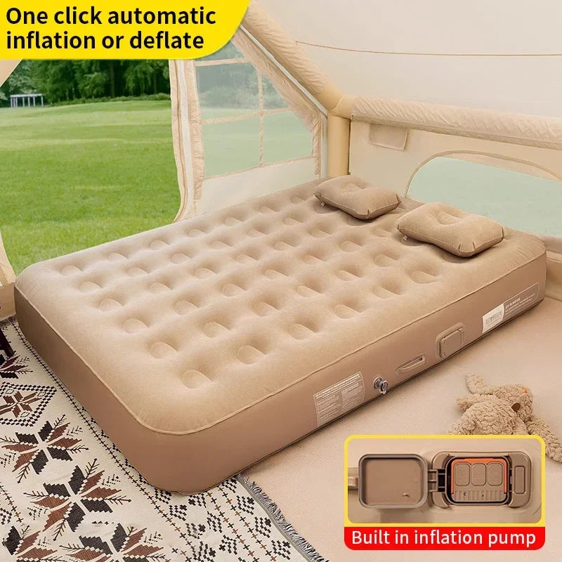 New Air Mattress Built-in Pump Self-inflating Mat Cushion Outdoor Tent Inflatable Bed Double sleeping Pad For Camping or Indoor - trendingshoping.com