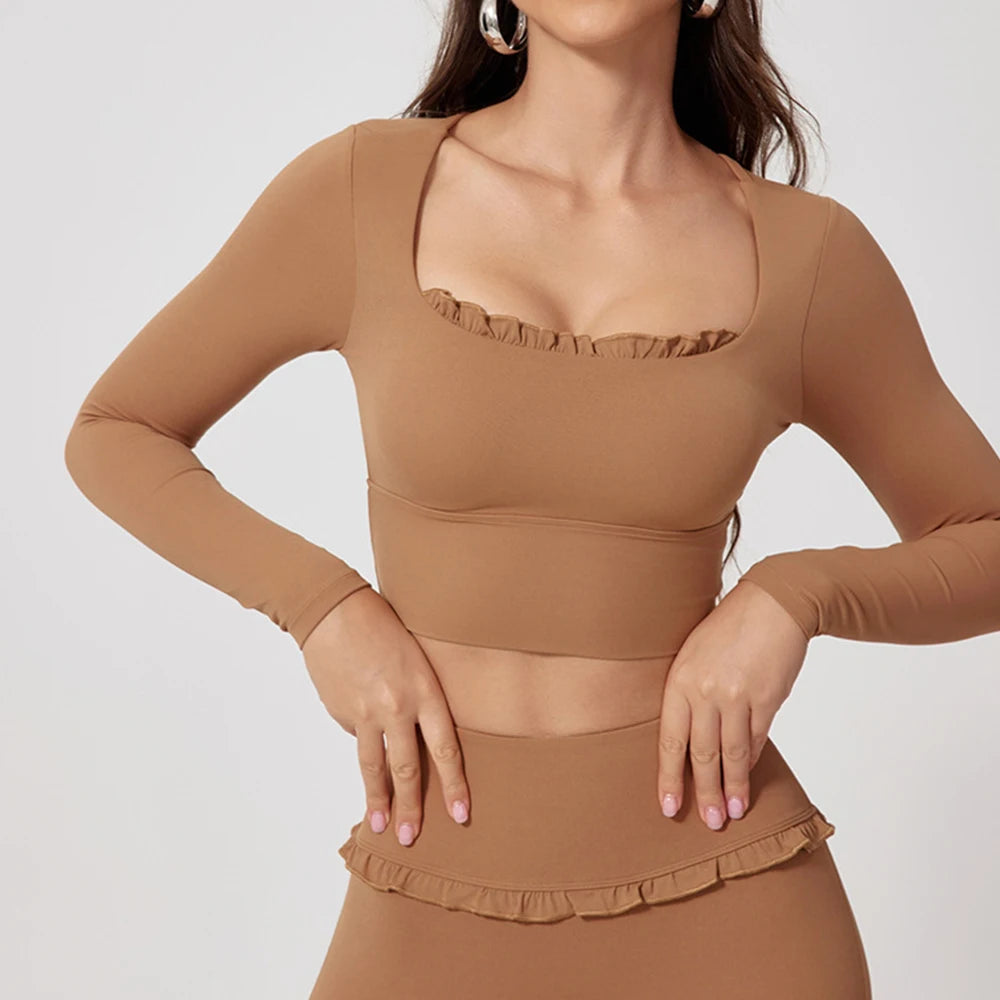 Women's Sportswear Yoga Set 2PCS Gym Clothes Yoga Suits For Women Fitness Set Tracksuits Yoga Long Sleeve Gym Flared Leggings