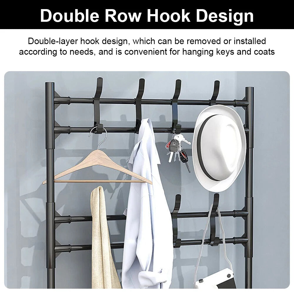 Shoe Hat Rack Clothes Hanger Multi-Layer Shoe Rack Doorway Organizer Floor-Standing Storage Rack