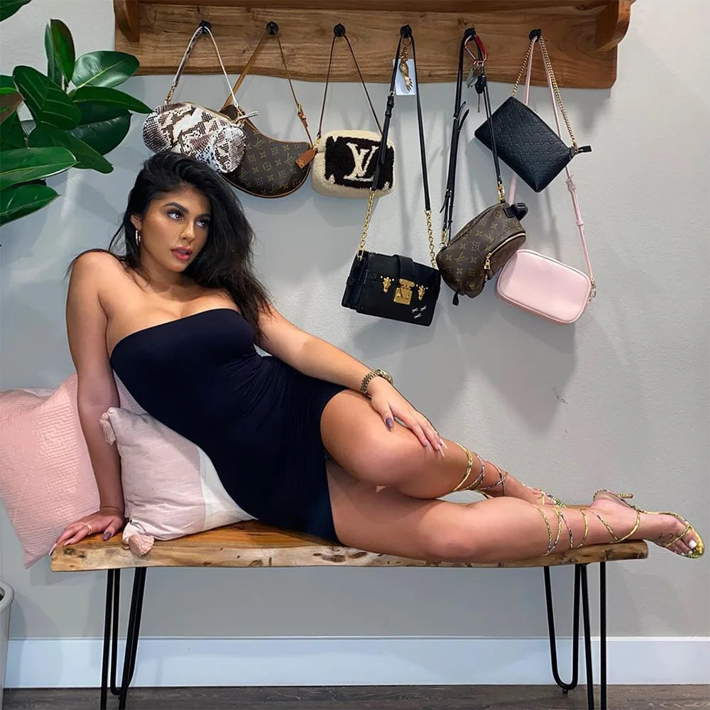 Women Off Shoulder Strapless Bodycon Mini Dress