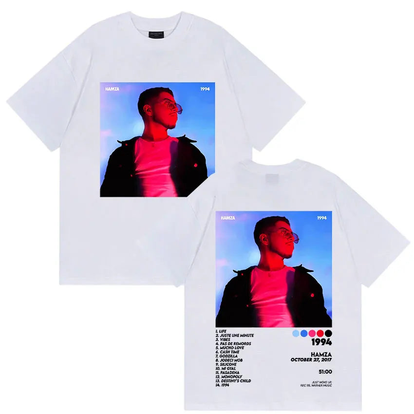 Rapper HAMZA 1994 Tour New Album Merch T Shirts Men's Clothing Rock Hip Hop Gothic T Shirt Vintage Oversized 100% Cotton T-shirt