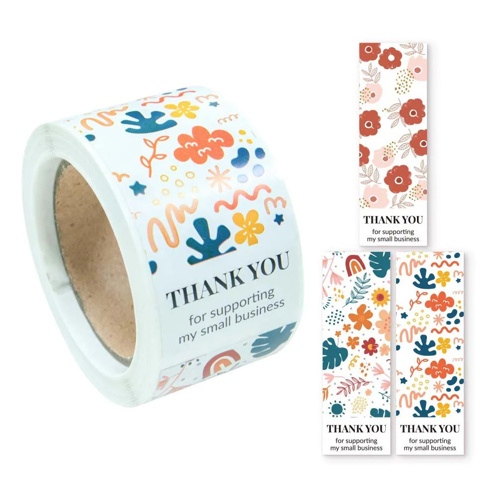 100pcs/roll Thank You Stickers Rectangle Seal Labels This Package Is Happy To See You Too Sticker Gift Box Packaging Decor Label