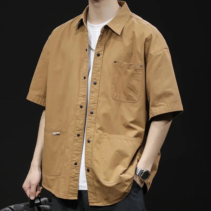 T-shirt Short-sleeved Shirt Men's Trendy Brand Trendy Shirt Summer Casual Work Clothes Loose Summer Trendy