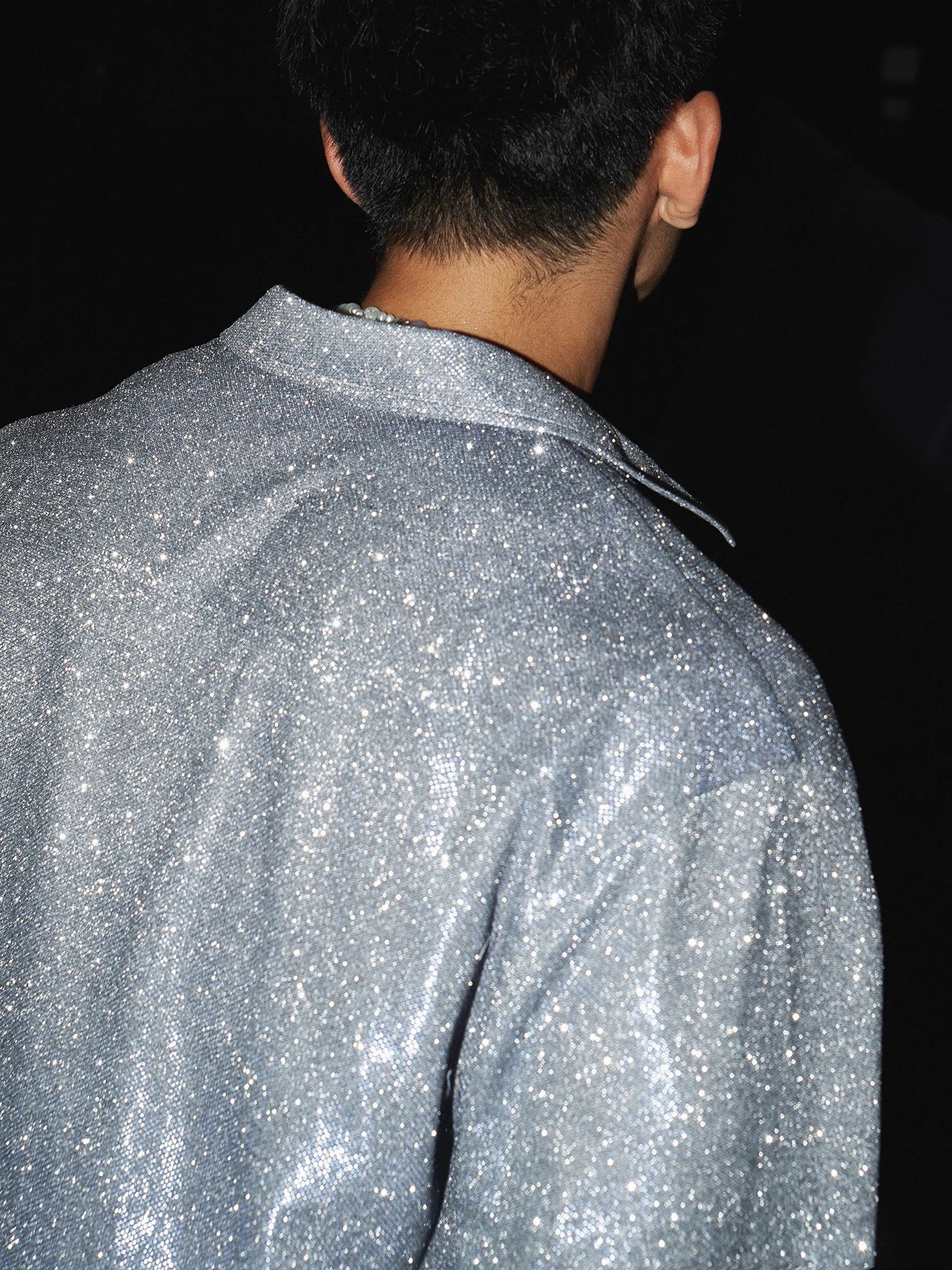 Men’s Shiny Metallic Long Sleeve Shirt - Luxury Gloss Trendy Party Top