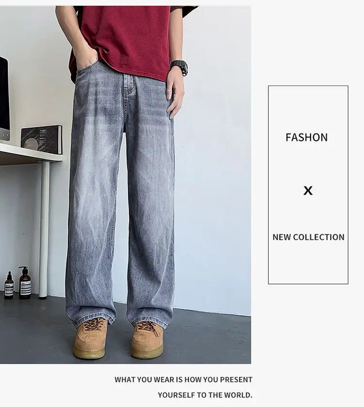 Mens Large Denim Jeans Baggy Fit Trousers for Men