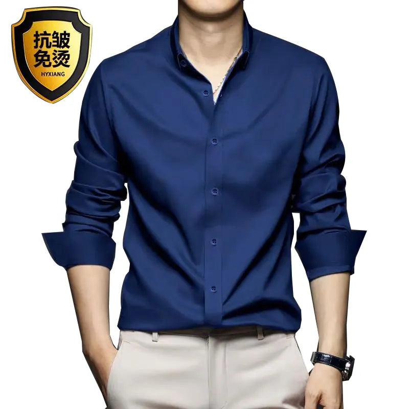Men's Non-Iron Business Shirt Long Sleeve Breathable Lightweight - Formal Workwear