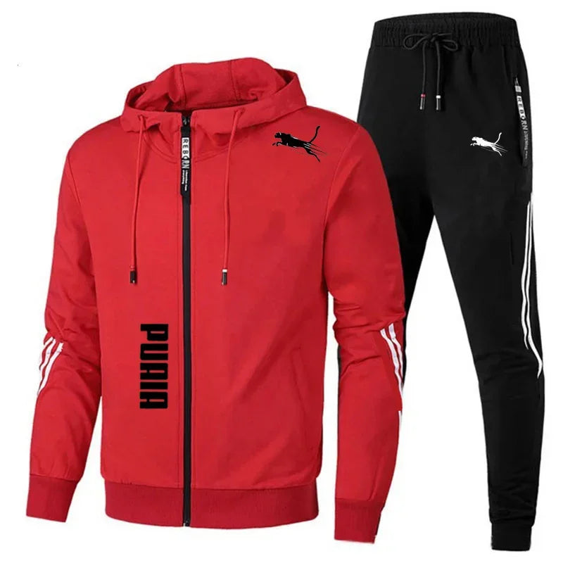 Men's Spring Autumn Tracksuit – 2-Piece Hoodie & Joggers Set, Fitness Running Sportswear, Casual Clothing