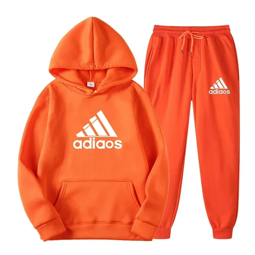 Autumn-Winter Warmth-Enhanced Comfortable Leisure Fitness Sports Set: Two-piece set including hooded sports shirt and joggi