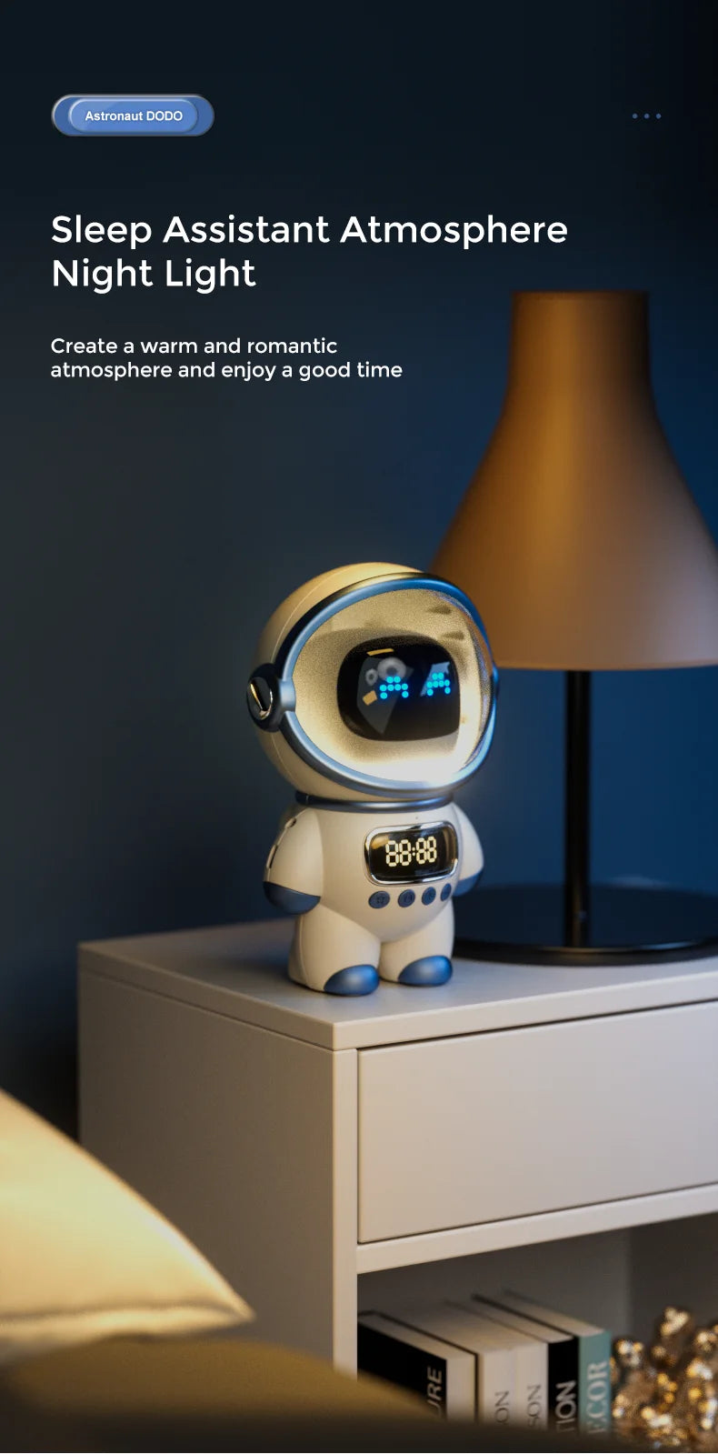 Smart Astronaut Bluetooth Speaker with Night Light, FM Radio, Portable Wireless Subwoofer Speaker