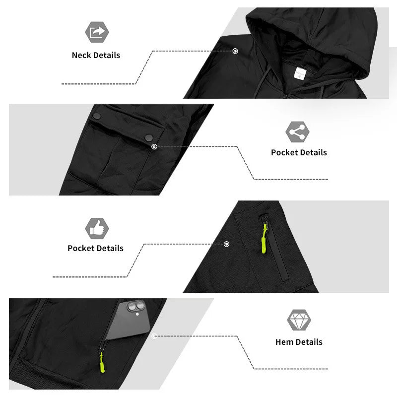 Men’s Winter Heavy Fleece Zip-Up Hoodie – Warm Casual Sportswear