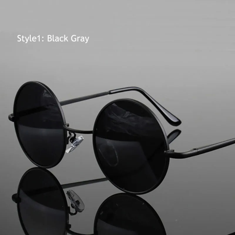 Retro Round Polarized Sunglasses Men Women Alloy Metal Frame UV400