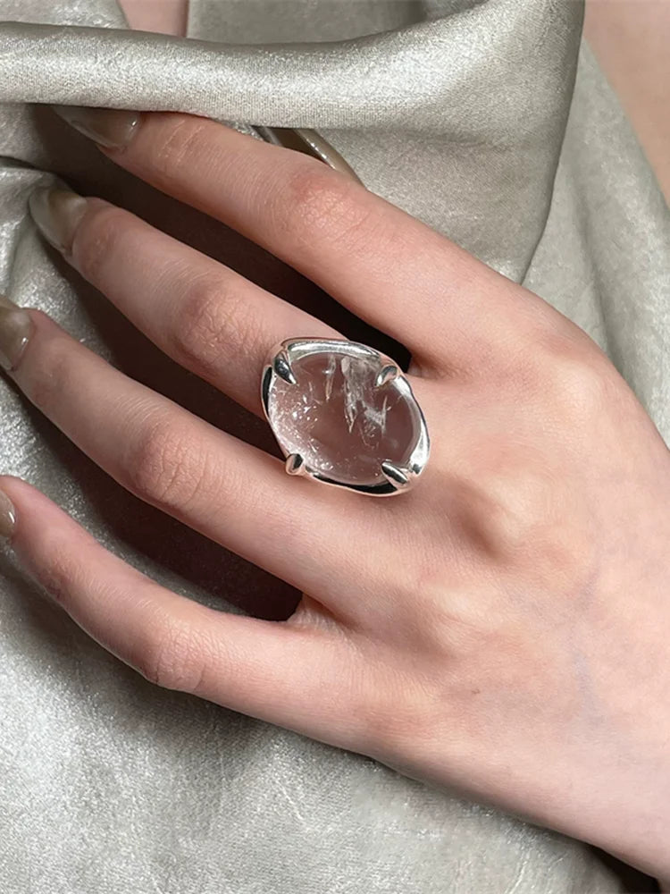 XIYANIK Geometric Transparent Crystal Adjustable Open Rings For Women Korean Fashion New Jewelry Gift Party Wholesale anillos - trendingshoping.com