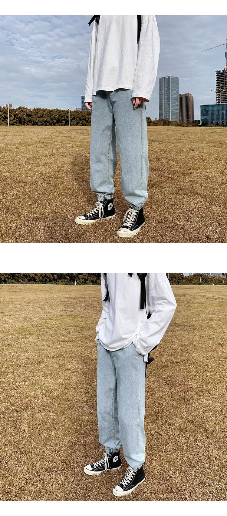 Jeans men Jeans Man Loose Joggers Streetwear Harem Jeans Cargo Pants Ankle-Length Denim Trousers denim pants joggers men - trendingshoping.com