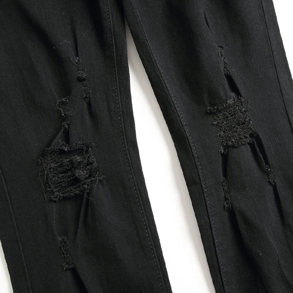 Jeans For Men Fashion Ripped Biker Skinny Denim Trousers High Street Slim Jogging Pants Homme