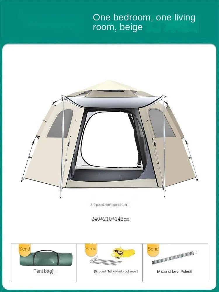 Outdoor Camping Fully Automatic Tent For Travel Beach Use 3 To 4 Person Party Tent