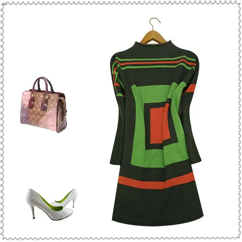 Western Style Sweater Dress Lazy Style Loose Fitting Women's Clothing Fashionable Knitted Mid Skirt for Women