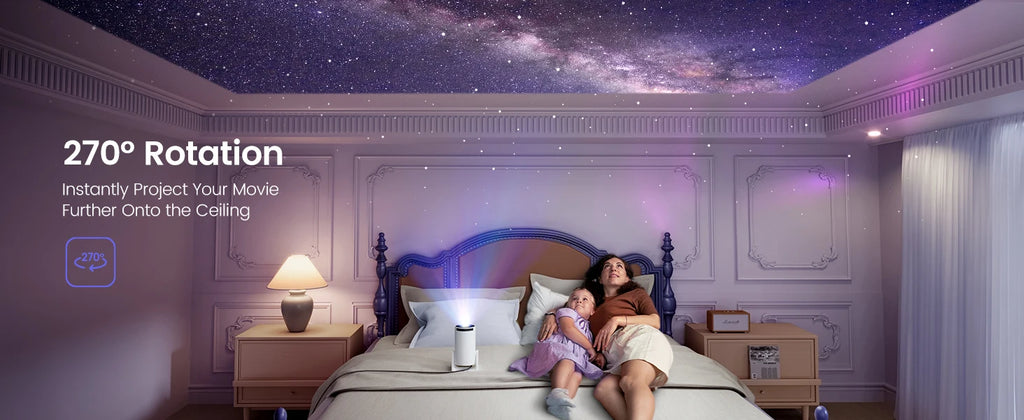WiMiUS Mini Projector – 1080p Support, 400 ANSI, 5G WiFi & Bluetooth, Auto Keystone, 270° Rotating Bracket