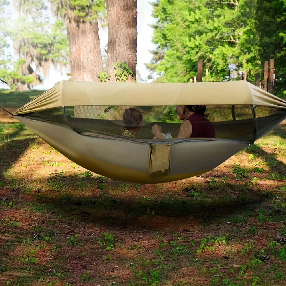 Double Camping Hammock With Mosquito Net Easy Setup Portable Outdoor Travel Tent Bed