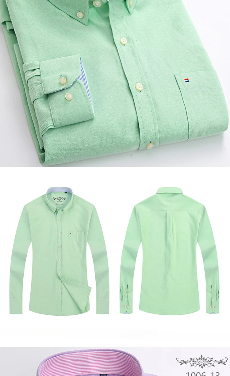 Men's Slim Fit Long Sleeve Shirt – Formal Plain Cotton Shirt with Single Pocket, Soft Plaid Office & Designer Tops"