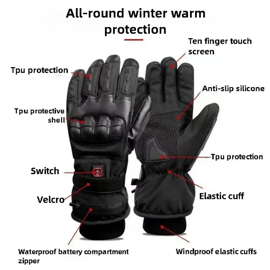 Rechargeable Heated Motorcycle Gloves Men Warm Tactical Cycling Gloves