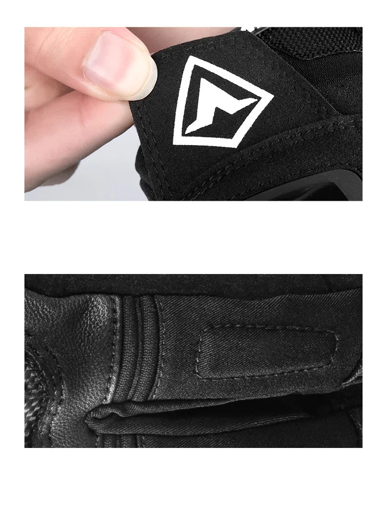 Waterproof Winter Motorcycle Gloves Genuine Goatskin Leather Warm Touch Screen