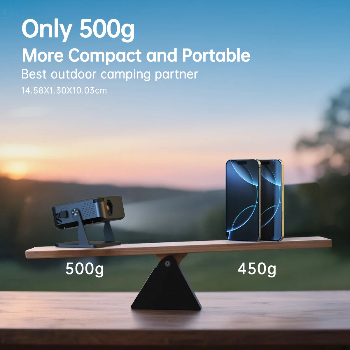 Portable 650ANSI Projector Native 1080P Android 11 Auto Focus & Keystone 4K 360° Rotate Wifi6 BT5.2 Airmouse Home Theater