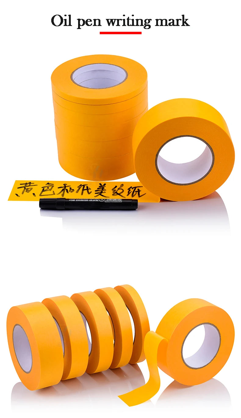 yellow Adhesive Masking Tape | Textured Paper for Car Paint & Decorationting Model Tool