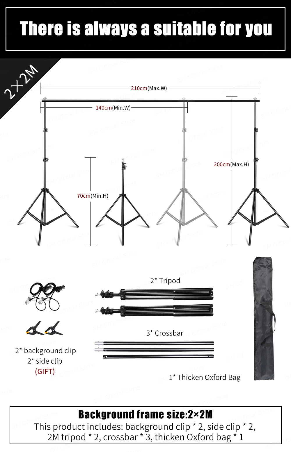 SH 2.6m*3m Suit Adjustable Backdrop Stand for Photography Wedding Photo Studio Backdrop Video Background Frame - trendingshoping.com