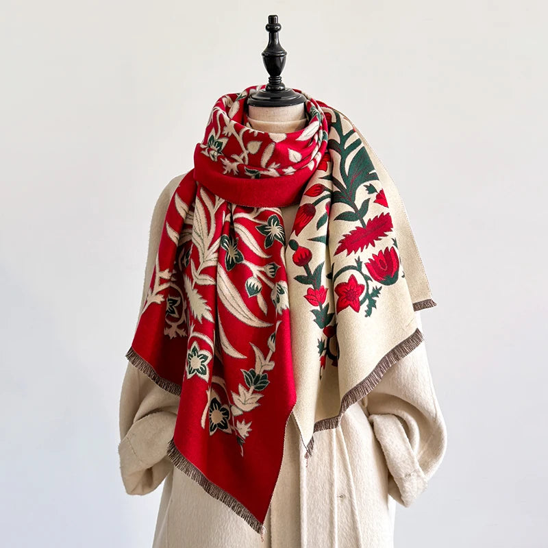 Elegant Striped Design Scarf Imitation Cashmere Soft Warm Versatile Shawl Coldproof Windproof Blanket Scarf for Autumn Winter - trendingshoping.com