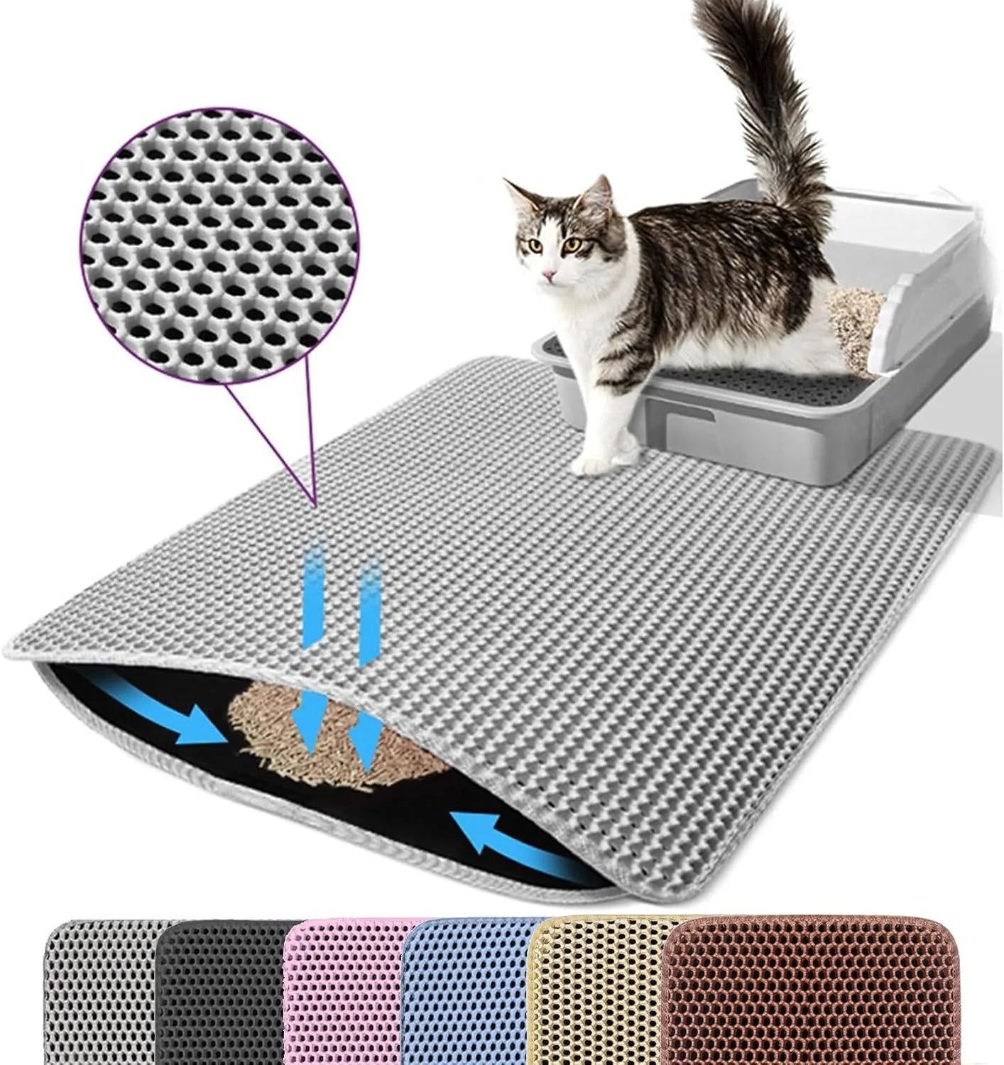 Double Layer Cat Litter Mat Non Slip Waterproof Wear Resistant Pet Mat