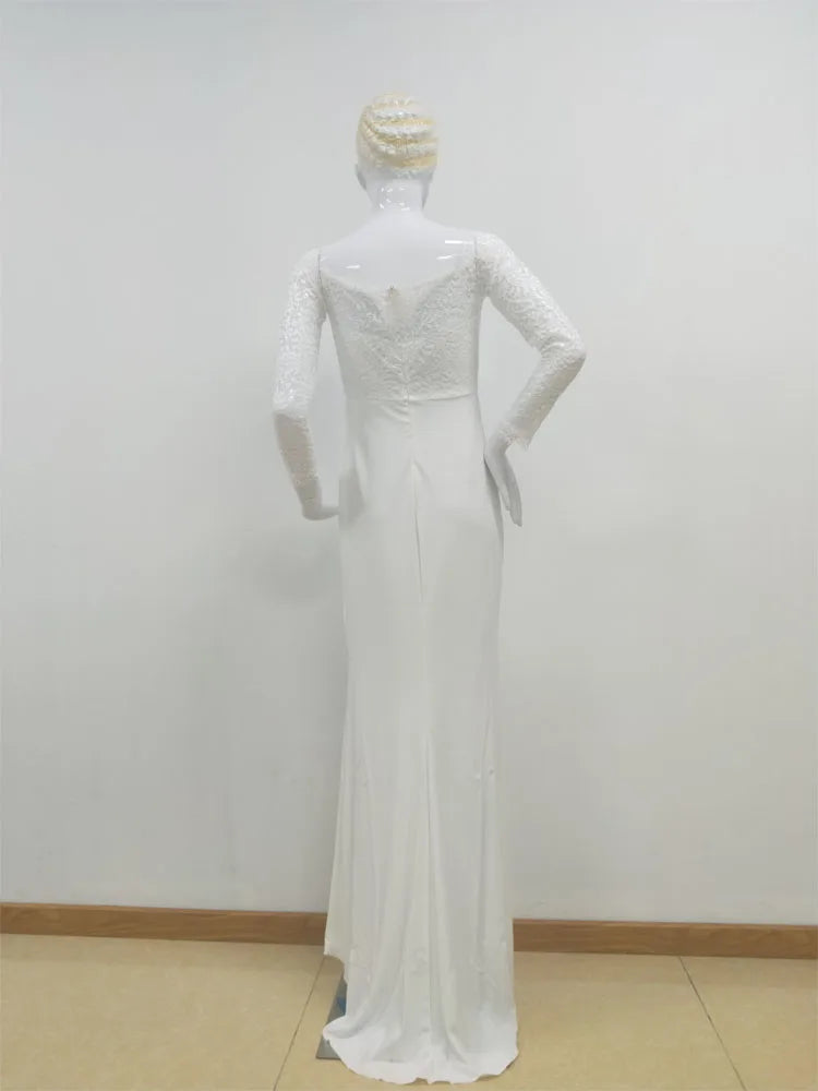 Fashion Women's French Wedding Dress – Sexy Elegant Lace Evening Gown, Long Summer Vestidos