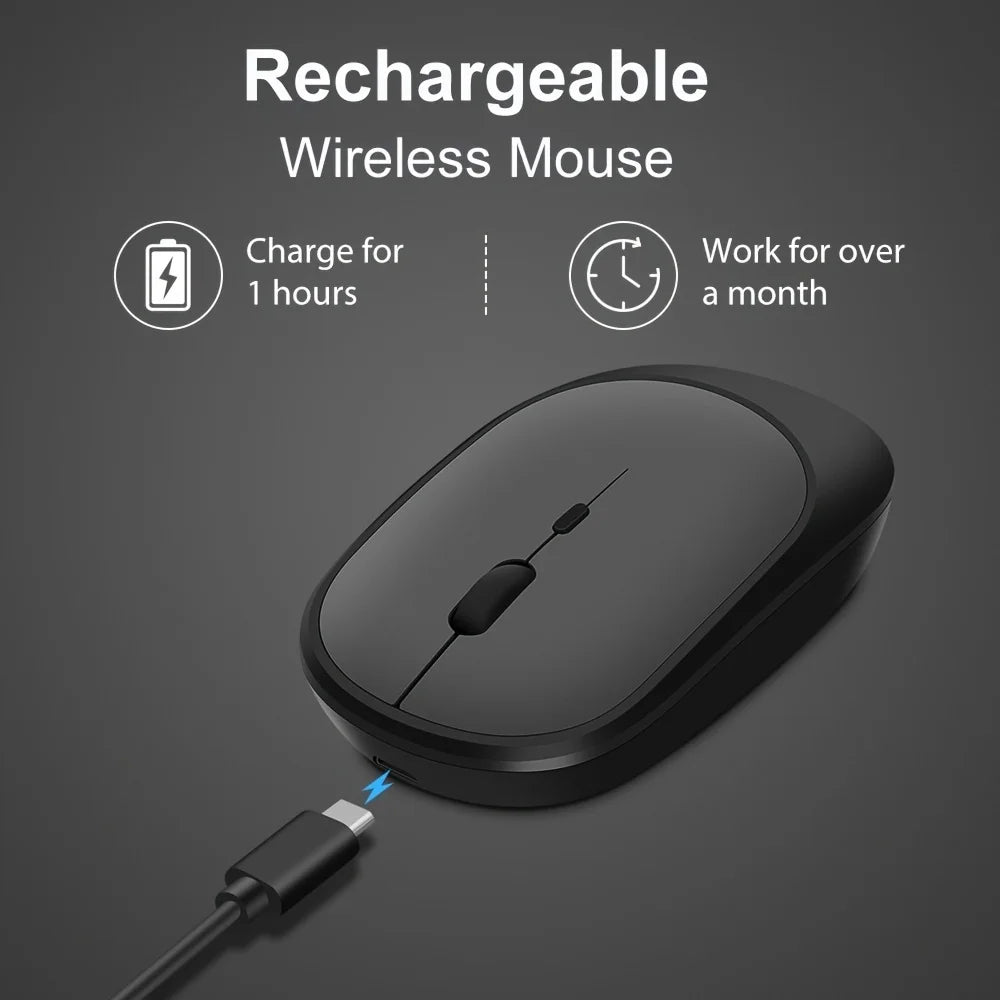 2.4G USB Wireless Mouse Rechargeable Dual Mode Bluetooth Mouse for Laptop Tablet PC MacBook
