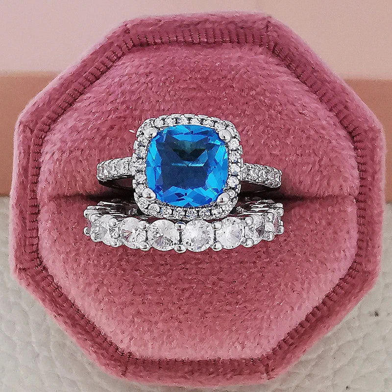 2025 Trend New Rose Gold Color silver color bride Engagement Wedding Ring Set of for Women Christmas Gift Dating Jewelry R4955 - trendingshoping.com