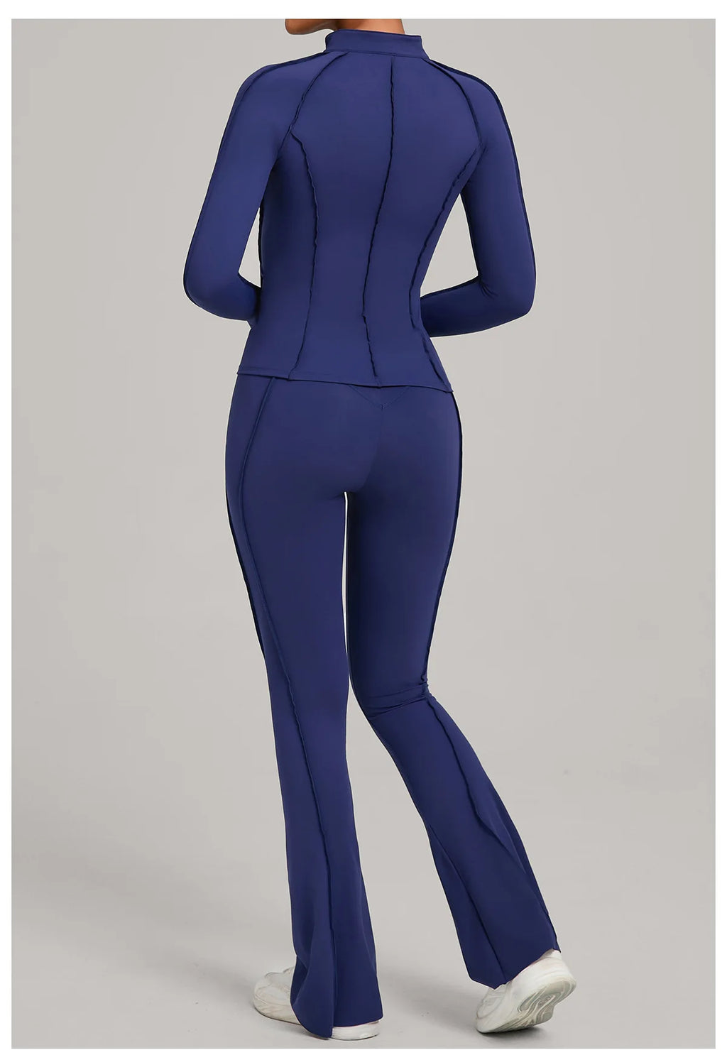 Women’s 2-Piece Zipper Gym Set - Long Sleeve Tracksuit & High-Waist Yoga Pants